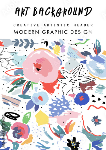 This colorful abstract artwork features a dynamic floral background that merges colors and shapes, designed for a modern and artistic visual appeal.