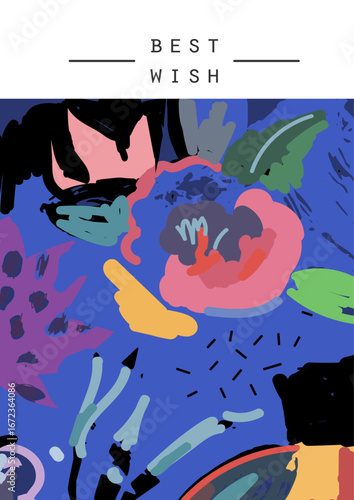 This bright card is adorned with lively floral art and a 'Best Wish' greeting, ideal for sending positive vibes and encouragement to loved ones on special occasions.