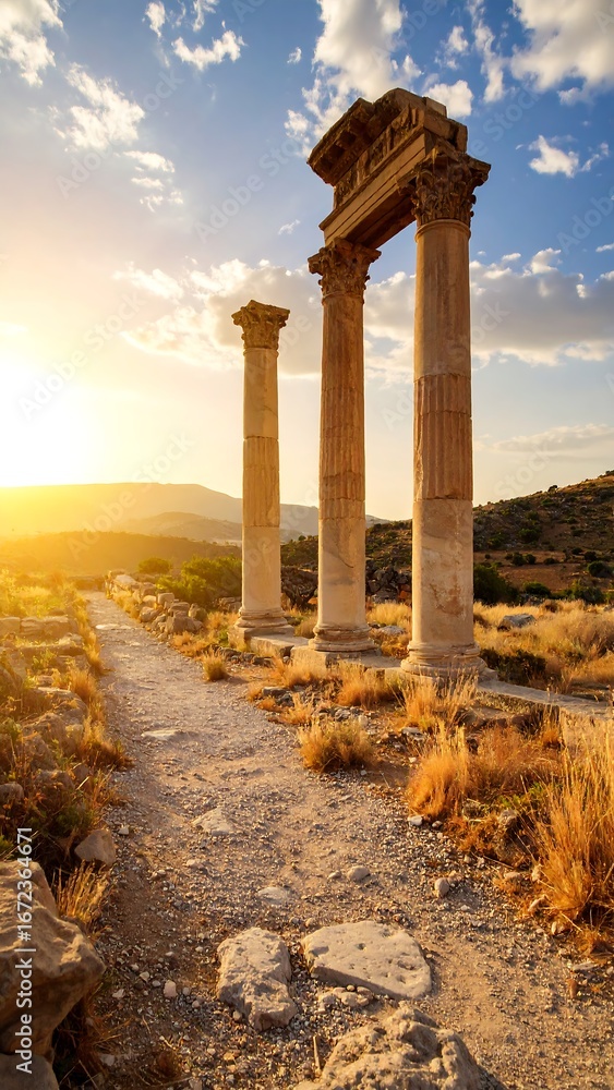 Obraz premium Ancient pillars at sunset