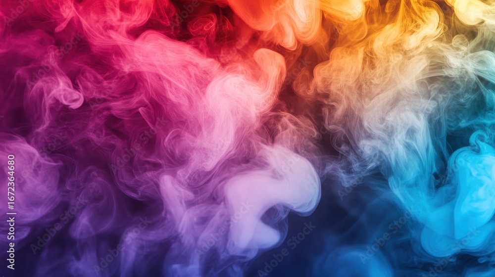 Fototapeta premium Vibrant colorful smoke, rainbow mist, abstract background, gradient clouds isolated on Transparent Background