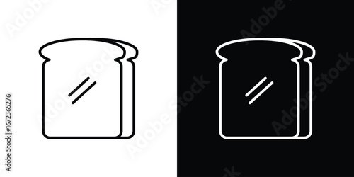 White bread icon in editable stroke. EPS 10 vector illustration.