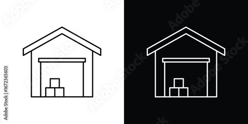 Warehouse icon in editable stroke. EPS 10 vector illustration.