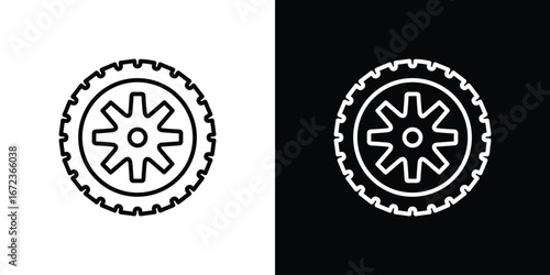 Tyre icon in editable stroke. EPS 10 vector illustration.