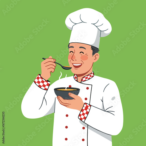 Chef Tasting Soup in the Kitchen