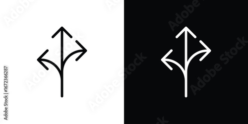 Three directions icon in editable stroke. EPS 10 vector illustration.