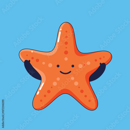 Smiling Starfish Embraces Someone in Cartoon Sea