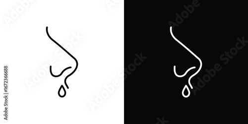 Stuffy nose icon in editable stroke. EPS 10 vector illustration.