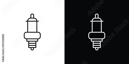 Spark plug icon in editable stroke. EPS 10 vector illustration.