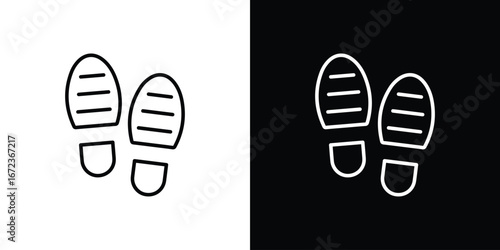 Shoe print icon in editable stroke. EPS 10 vector illustration.