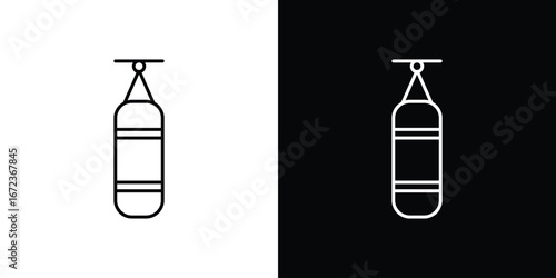 Punching bag icon in editable stroke. EPS 10 vector illustration.