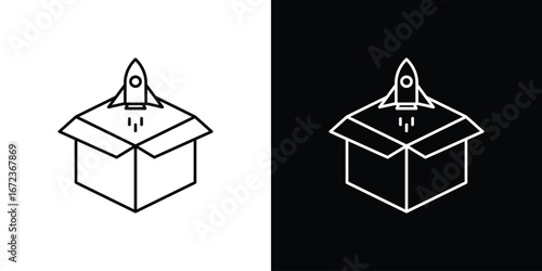 Product release icon in editable stroke. EPS 10 vector illustration.