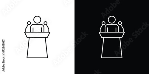 Politician speaker icon in editable stroke. EPS 10 vector illustration.