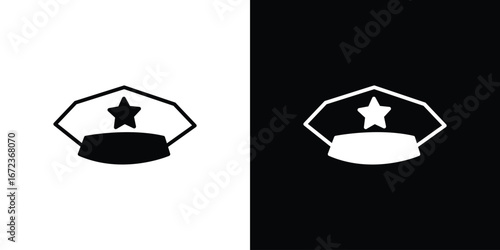 Police cap icon in editable stroke. EPS 10 vector illustration.