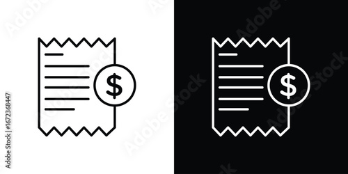 Paper receipt icon in editable stroke. EPS 10 vector illustration.