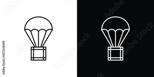 Parachute icon in editable stroke. EPS 10 vector illustration.