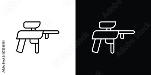 Paintball gun icon in editable stroke. EPS 10 vector illustration.
