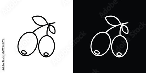 Olive icon in editable stroke. EPS 10 vector illustration.