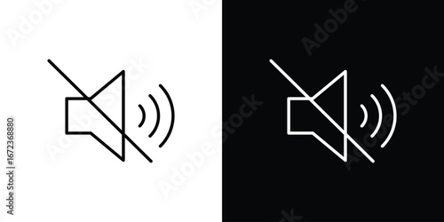 Mute sound icon in editable stroke. EPS 10 vector illustration.