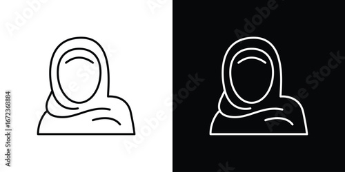 Muslim woman icon in editable stroke. EPS 10 vector illustration.