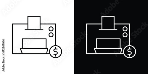 Money counting machine icon in editable stroke. EPS 10 vector illustration.