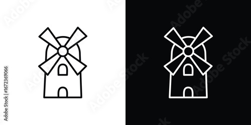 Mill icon in editable stroke. EPS 10 vector illustration.
