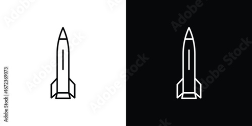 Missile icon in editable stroke. EPS 10 vector illustration.