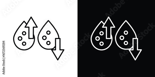 Low and high cholesterol icon in editable stroke. EPS 10 vector illustration.