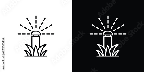 Lawn sprinkler icon in editable stroke. EPS 10 vector illustration.