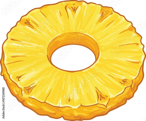 Vibrant pineapple slice ring fresh tropical fruit isolated sweet summer ingredient vector