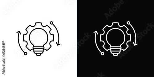 Implementation icon in editable stroke. EPS 10 vector illustration.