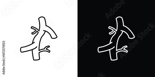 Human artery icon in editable stroke. EPS 10 vector illustration.