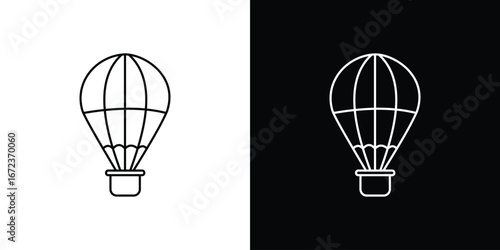 Hot air balloon icon in editable stroke. EPS 10 vector illustration.