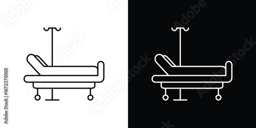 Hospital bed icon in editable stroke. EPS 10 vector illustration.