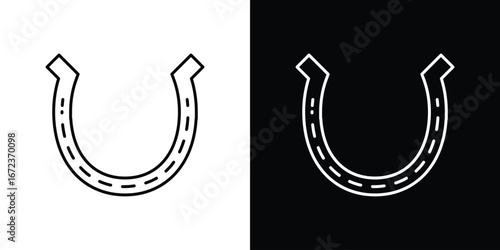 Horseshoe icon in editable stroke. EPS 10 vector illustration.