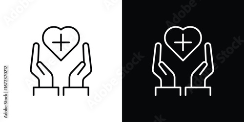 Health insurance icon in editable stroke. EPS 10 vector illustration.