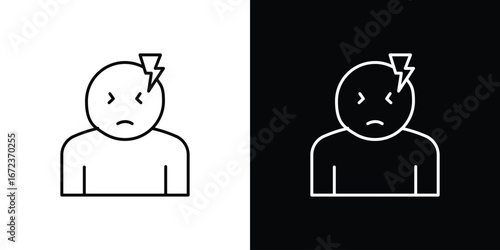 Headache icon icon in editable stroke. EPS 10 vector illustration.
