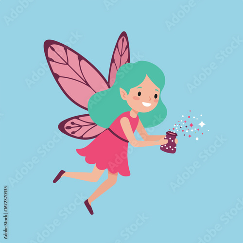 Fairy Spreading Sparkles in Air