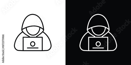 Hacker icon in editable stroke. EPS 10 vector illustration.