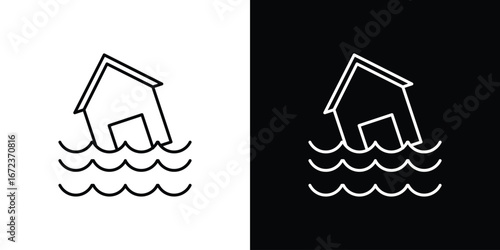 Flood icon in editable stroke. EPS 10 vector illustration.