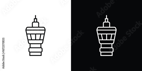 Flight Control tower icon in editable stroke. EPS 10 vector illustration.