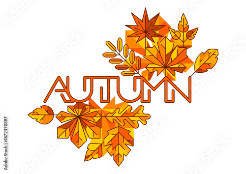 Background with autumn leaves. Illustration with various foliage.