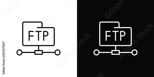 FTP icon in editable stroke. EPS 10 vector illustration.