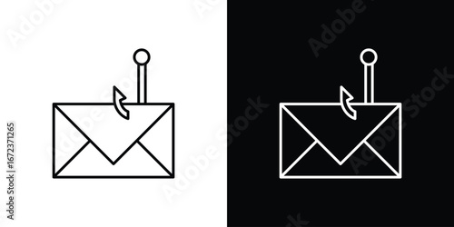 Email phishing icon in editable stroke. EPS 10 vector illustration.