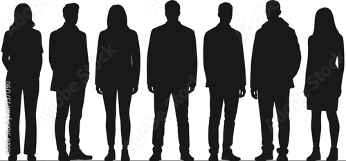 Set of diverse men business people silhouettes, standing in various poses, professional group of confident male executives, isolated vector

.