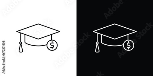 Education cost icon in editable stroke. EPS 10 vector illustration.
