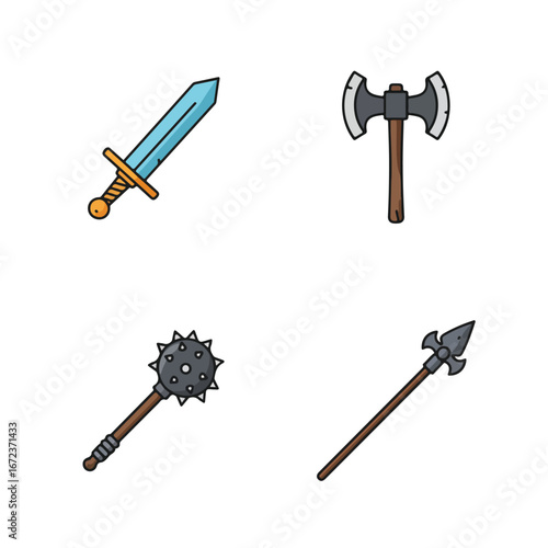 Weapons showcase on a white background