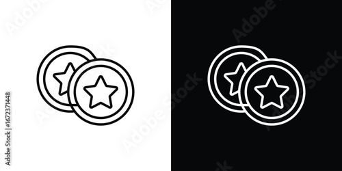 Earn point icon in editable stroke. EPS 10 vector illustration.