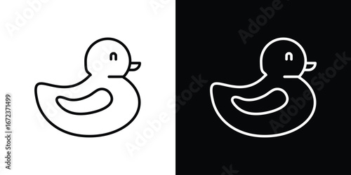Duck icon in editable stroke. EPS 10 vector illustration.