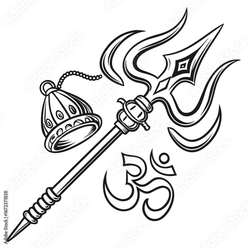 Trishul  damru tattoo design.