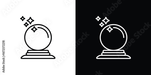 Crystal ball icon in editable stroke. EPS 10 vector illustration.